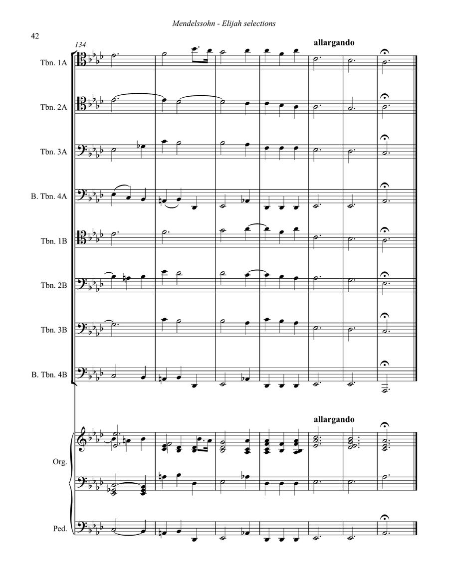 Selections from Elijah for 8-part Trombone Ensemble w. Opt. Organ Trombone scores gallery preview page 6