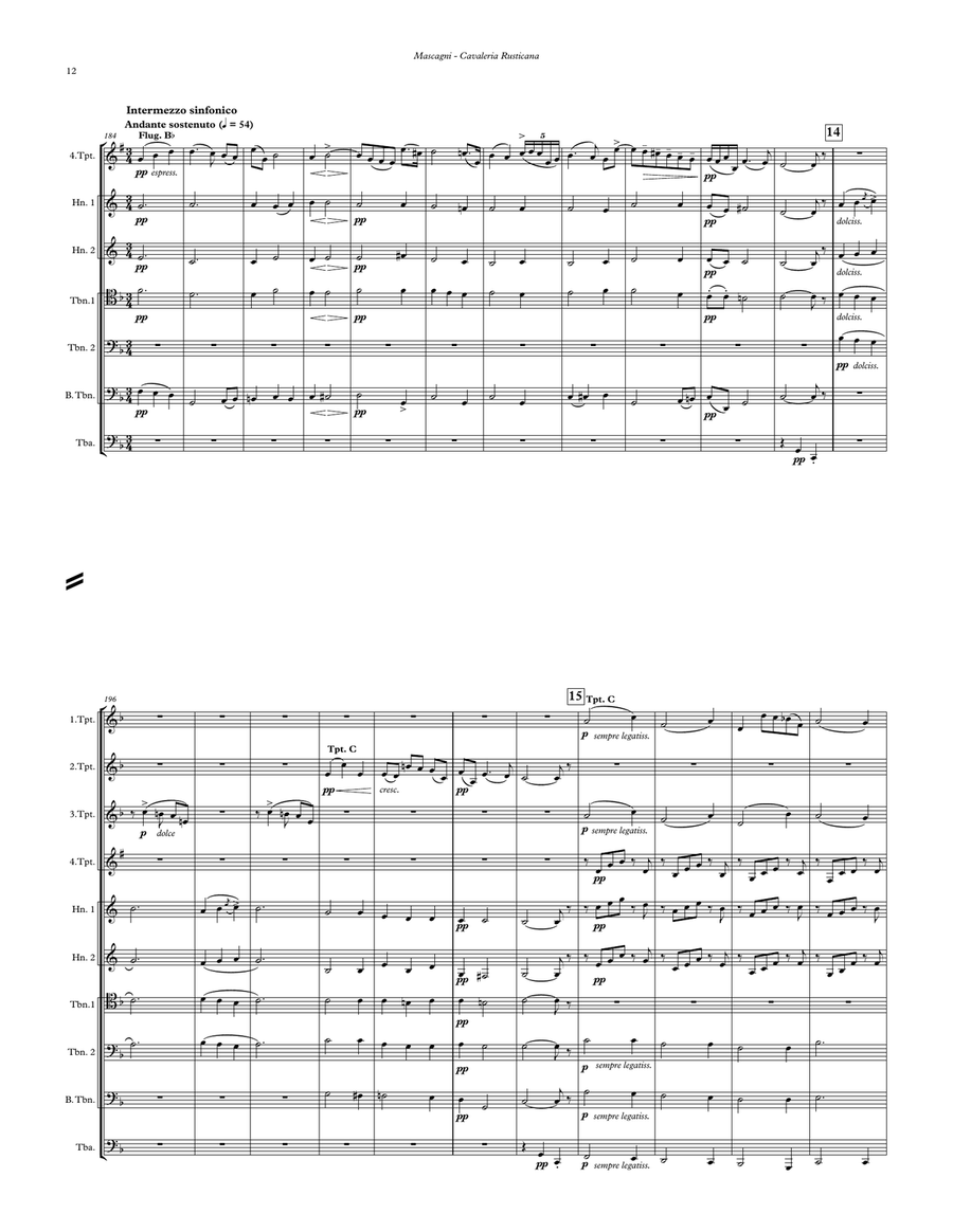 Cavalleria Rusticana selections for 10-part Brass Ensemble & Percussion Percussion scores gallery preview page 5