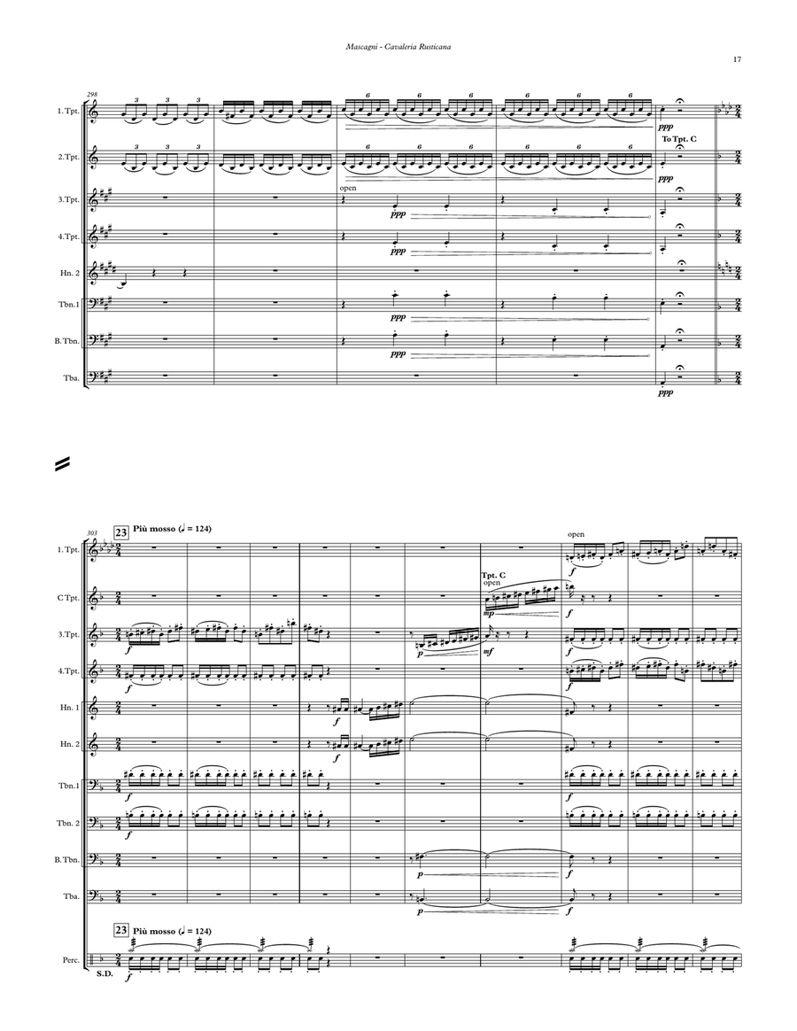 Cavalleria Rusticana selections for 10-part Brass Ensemble & Percussion Percussion scores gallery preview page 7