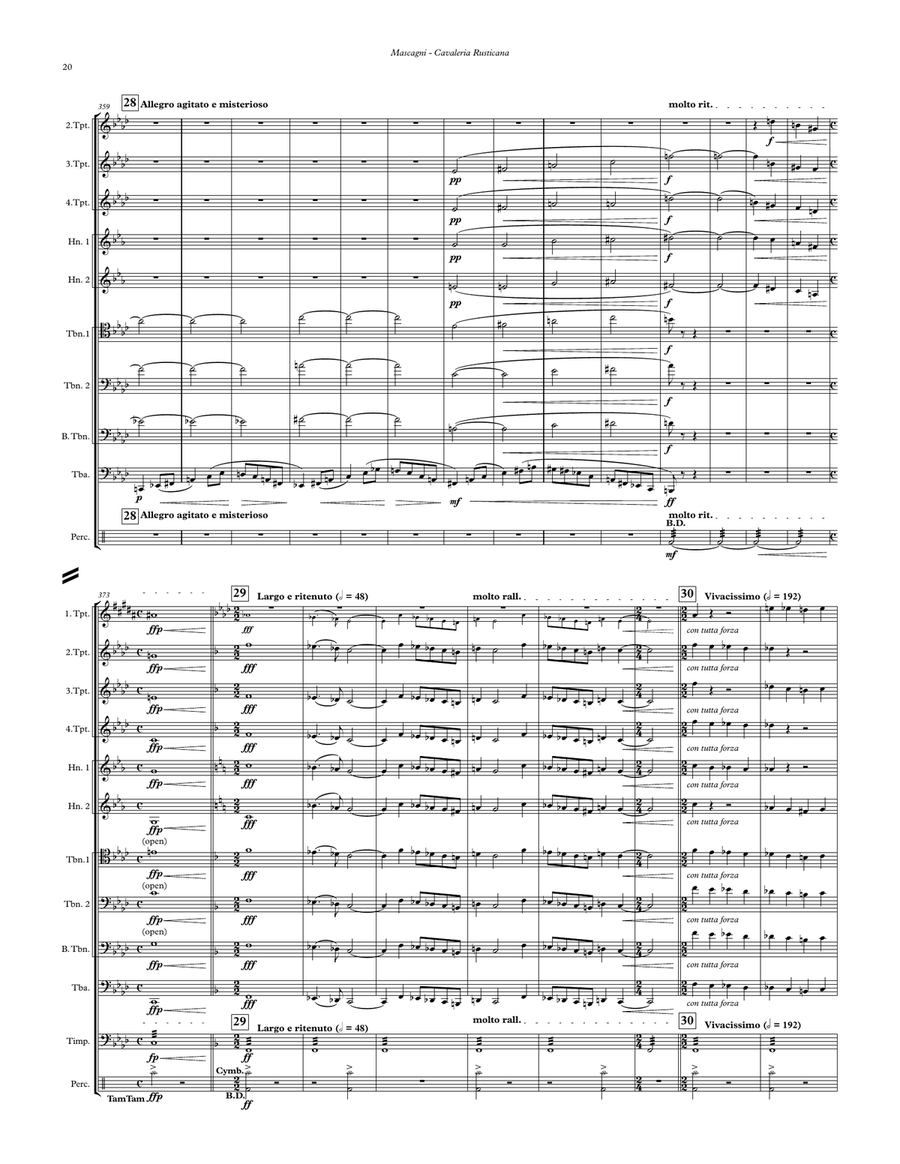 Cavalleria Rusticana selections for 10-part Brass Ensemble & Percussion Percussion scores gallery preview page 8