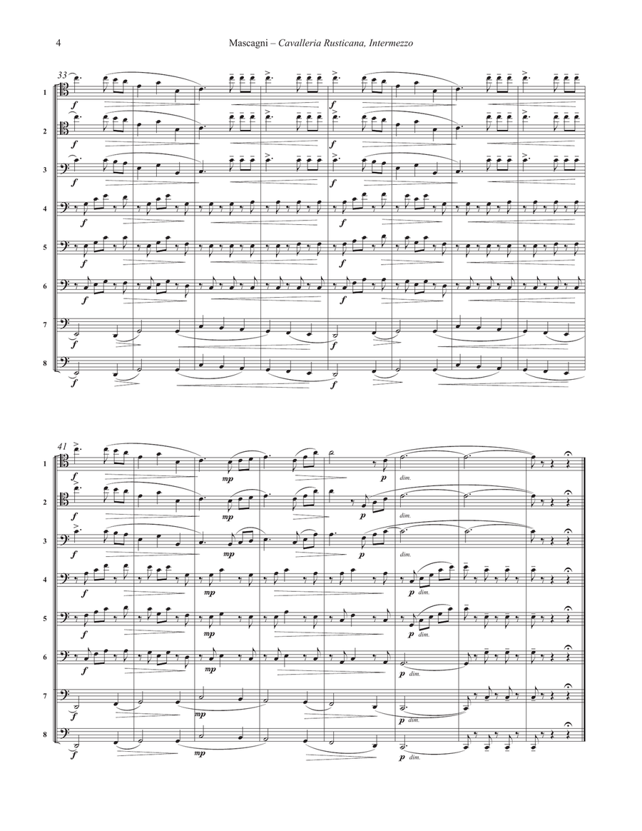 Intermezzo from Cavalleria Rusticana for 8-part Trombone Ensemble Trombone scores gallery preview page 3