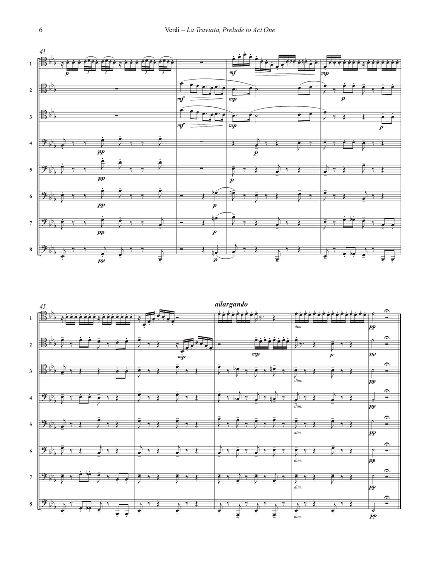 Prelude to Act One from La Traviata for 8-part Trombone Ensemble Trombone scores gallery preview page 4