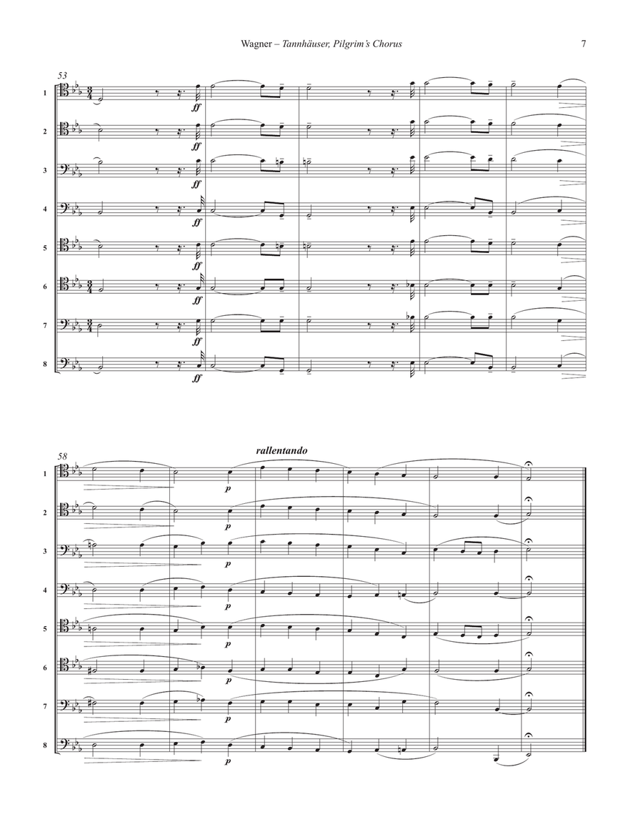 Pilgrim’s Chorus from Tannhäuser for 8-part Trombone ensemble Choir scores gallery preview page 4