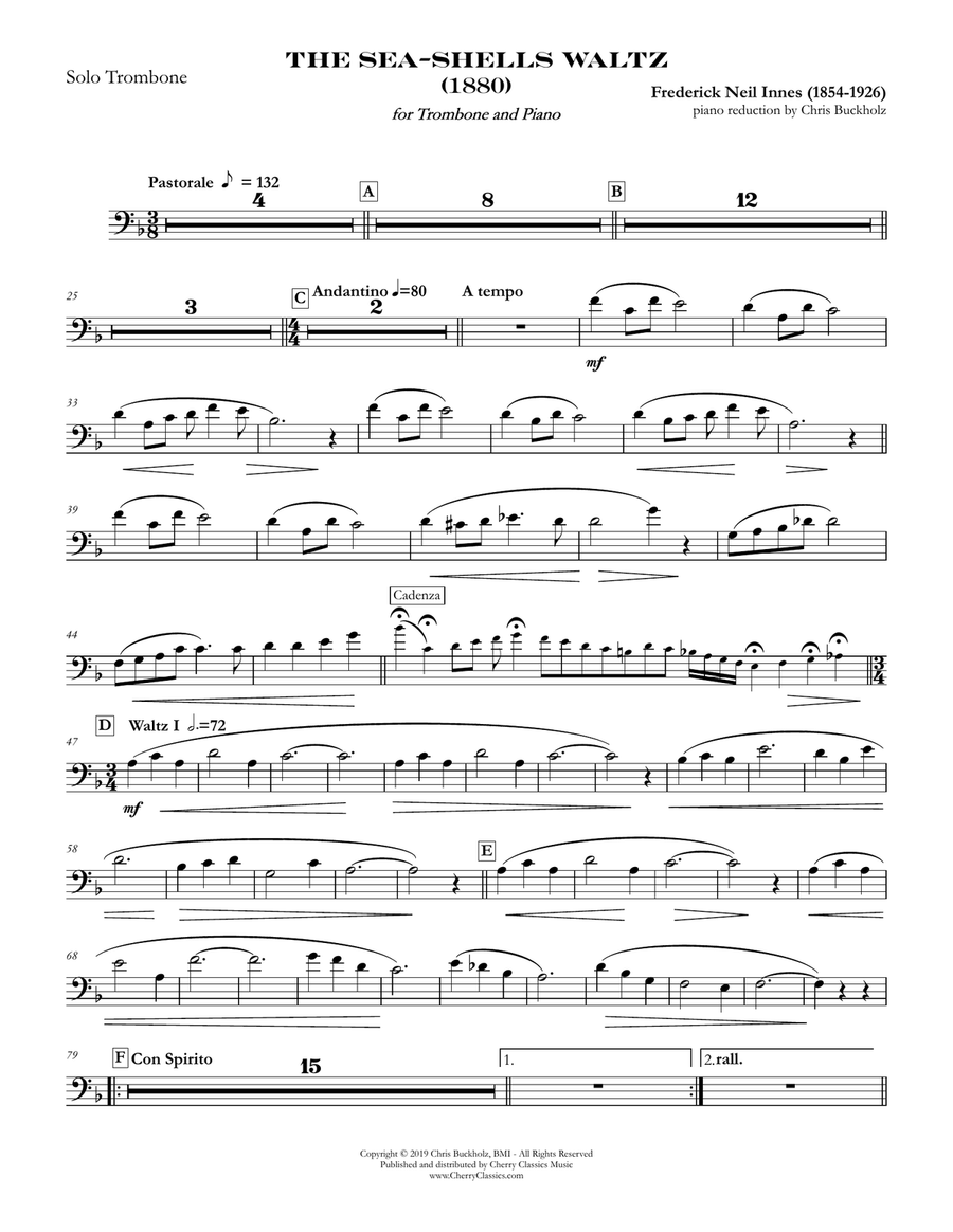 The Sea-Shells Waltz for Trombone and Piano Piano Accompaniment scores gallery preview page 2