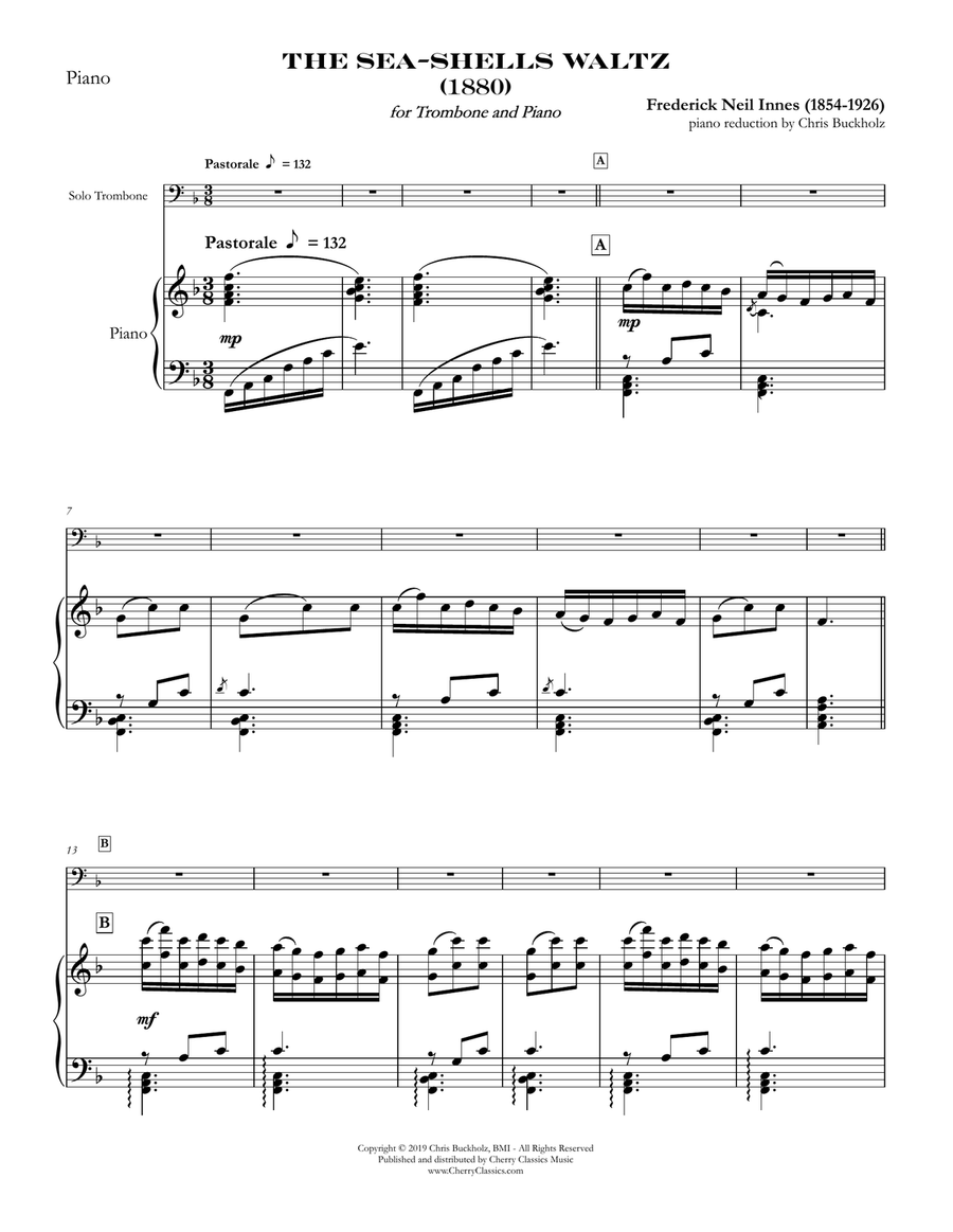 The Sea-Shells Waltz for Trombone and Piano Piano Accompaniment scores gallery preview page 5