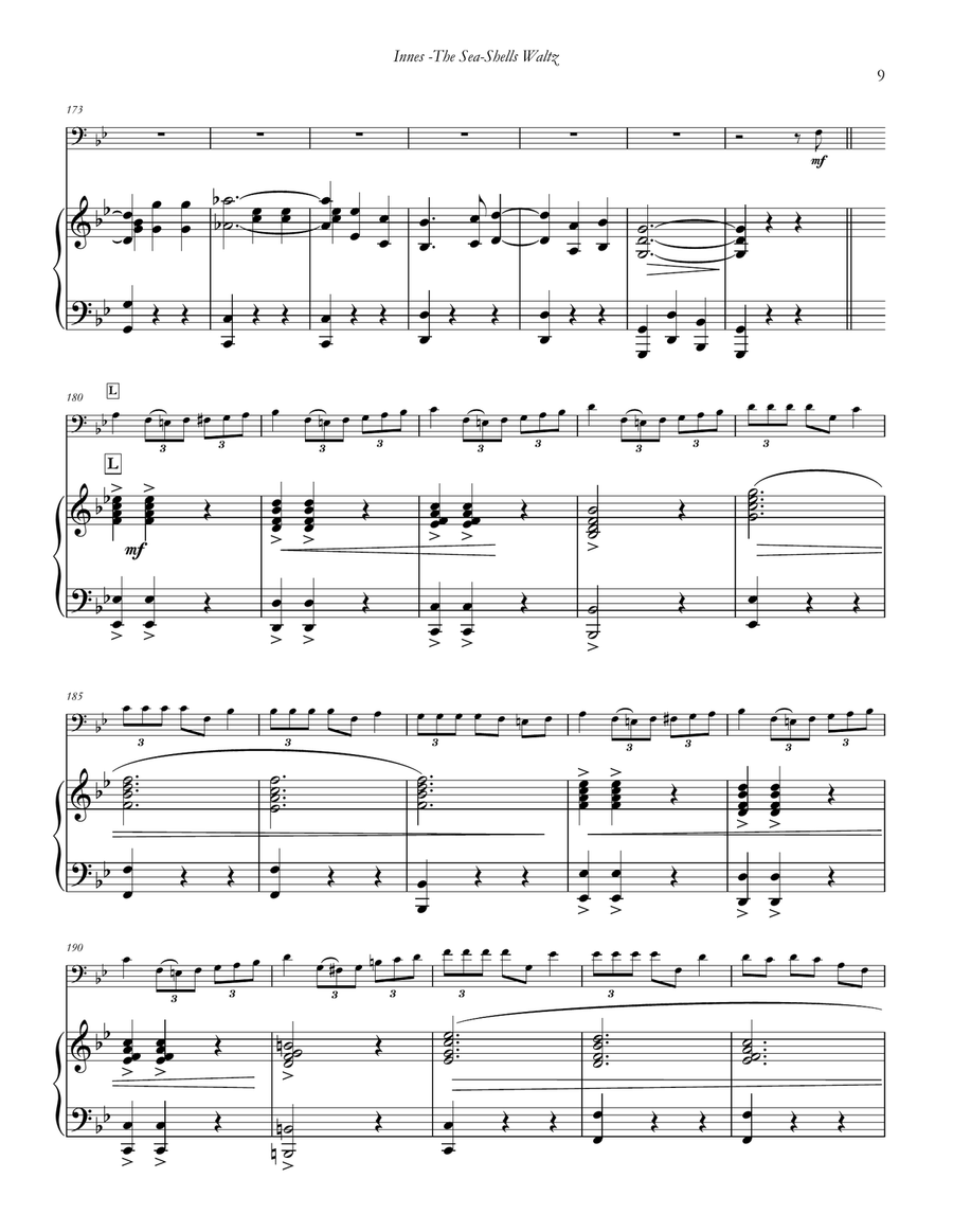 The Sea-Shells Waltz for Trombone and Piano Piano Accompaniment scores gallery preview page 7