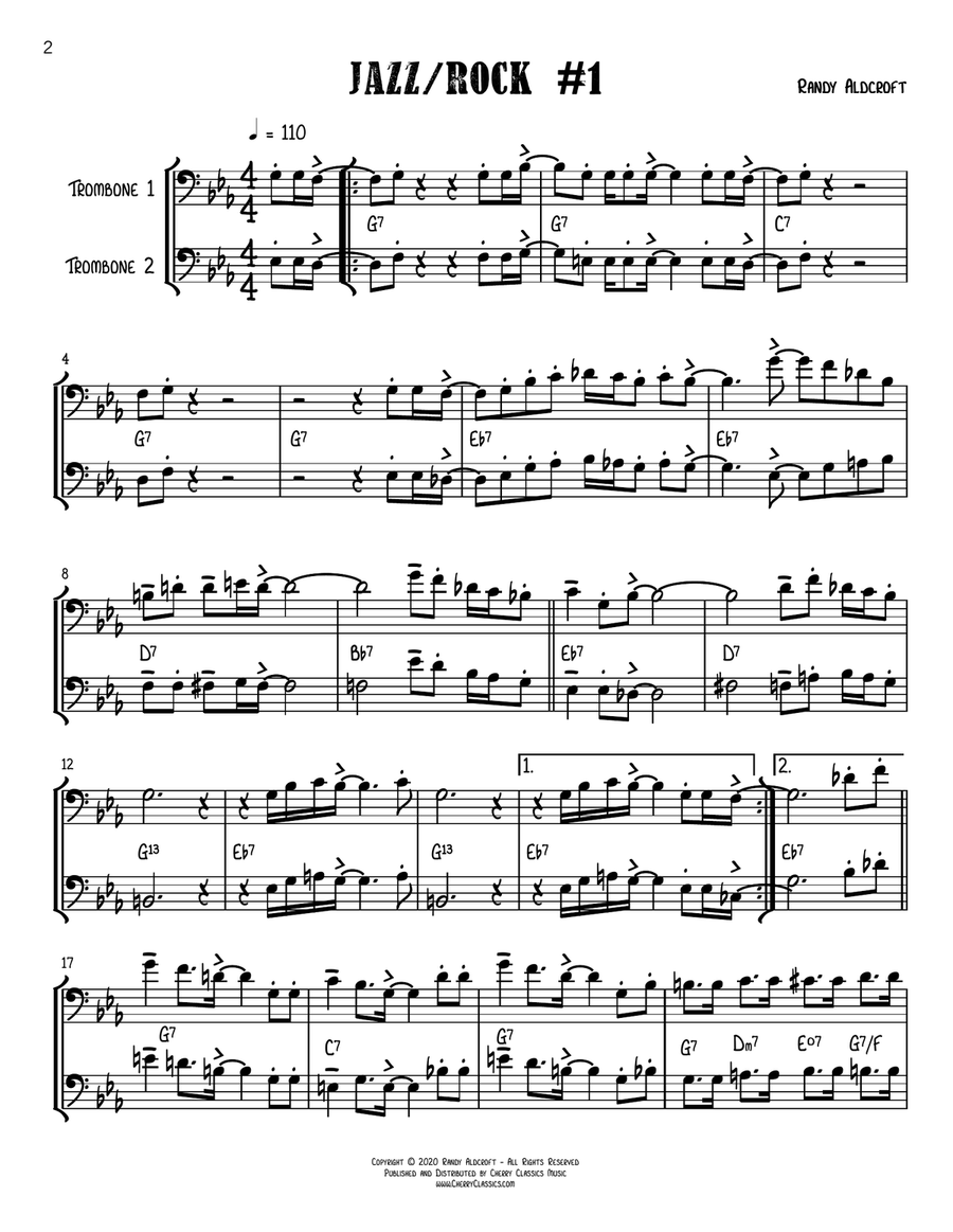 Twelve Jazz/Rock Duets for Trombones Trombone Duet scores gallery preview page 2