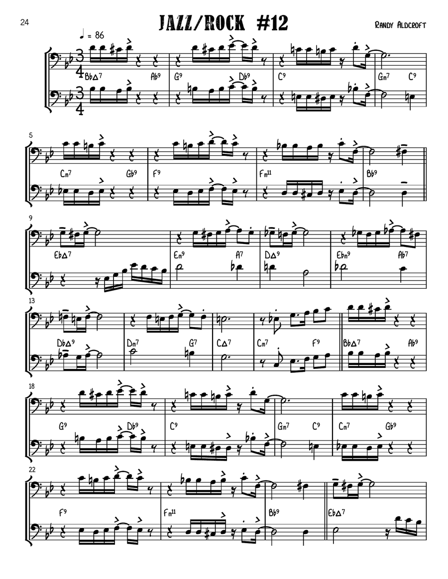 Twelve Jazz/Rock Duets for Trombones Trombone Duet scores gallery preview page 4