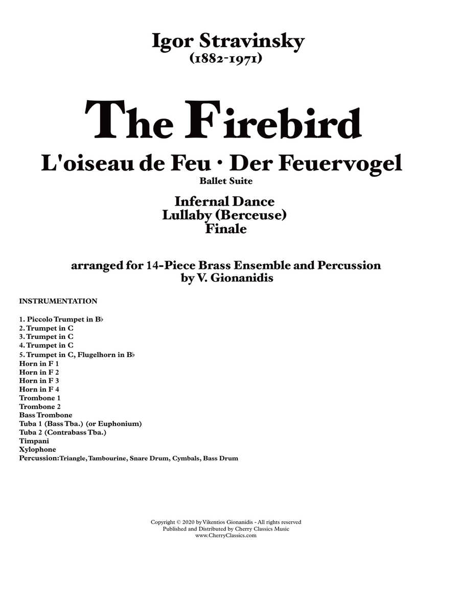 The Firebird Ballet Suite for 14-part Brass ensemble and Percussion Percussion scores gallery preview page 2