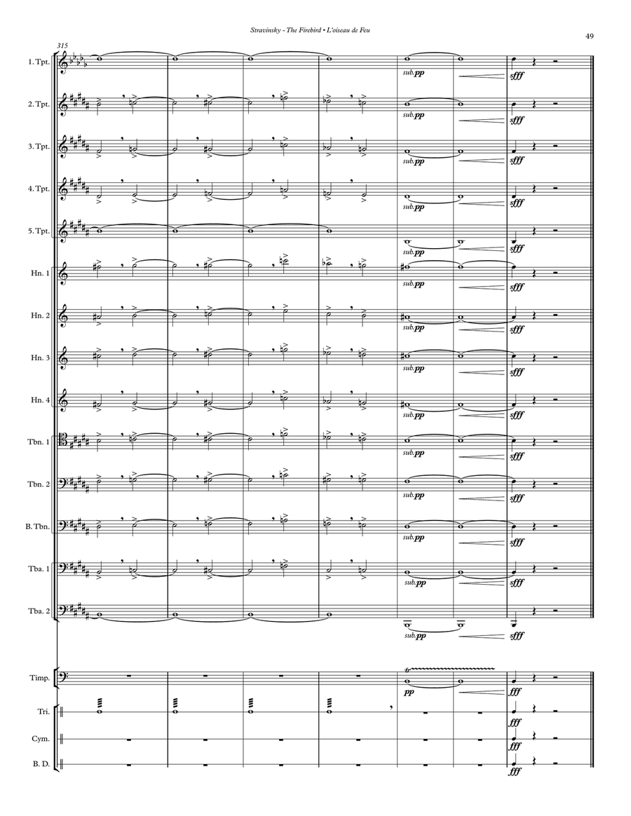 The Firebird Ballet Suite for 14-part Brass ensemble and Percussion Percussion scores gallery preview page 9