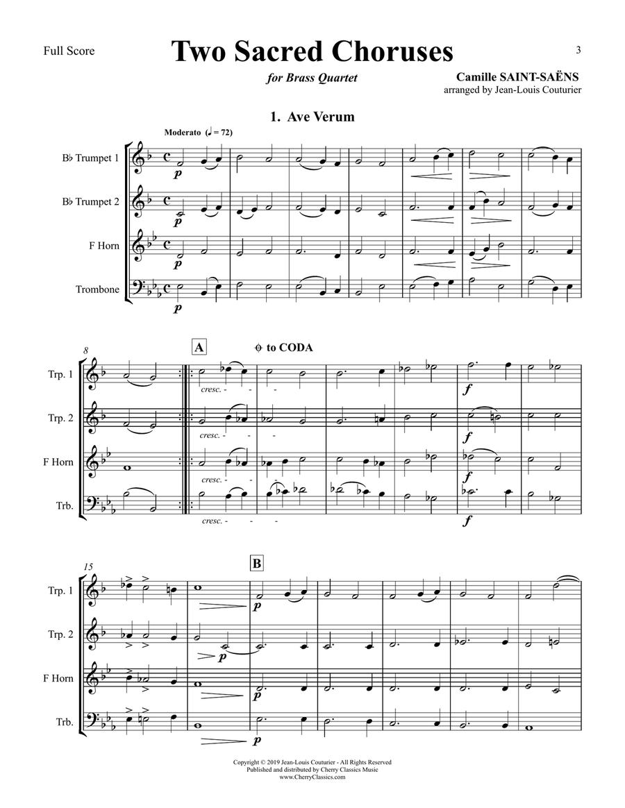 Two Sacred Choruses for Brass Quartet Brass Quartet scores gallery preview page 3