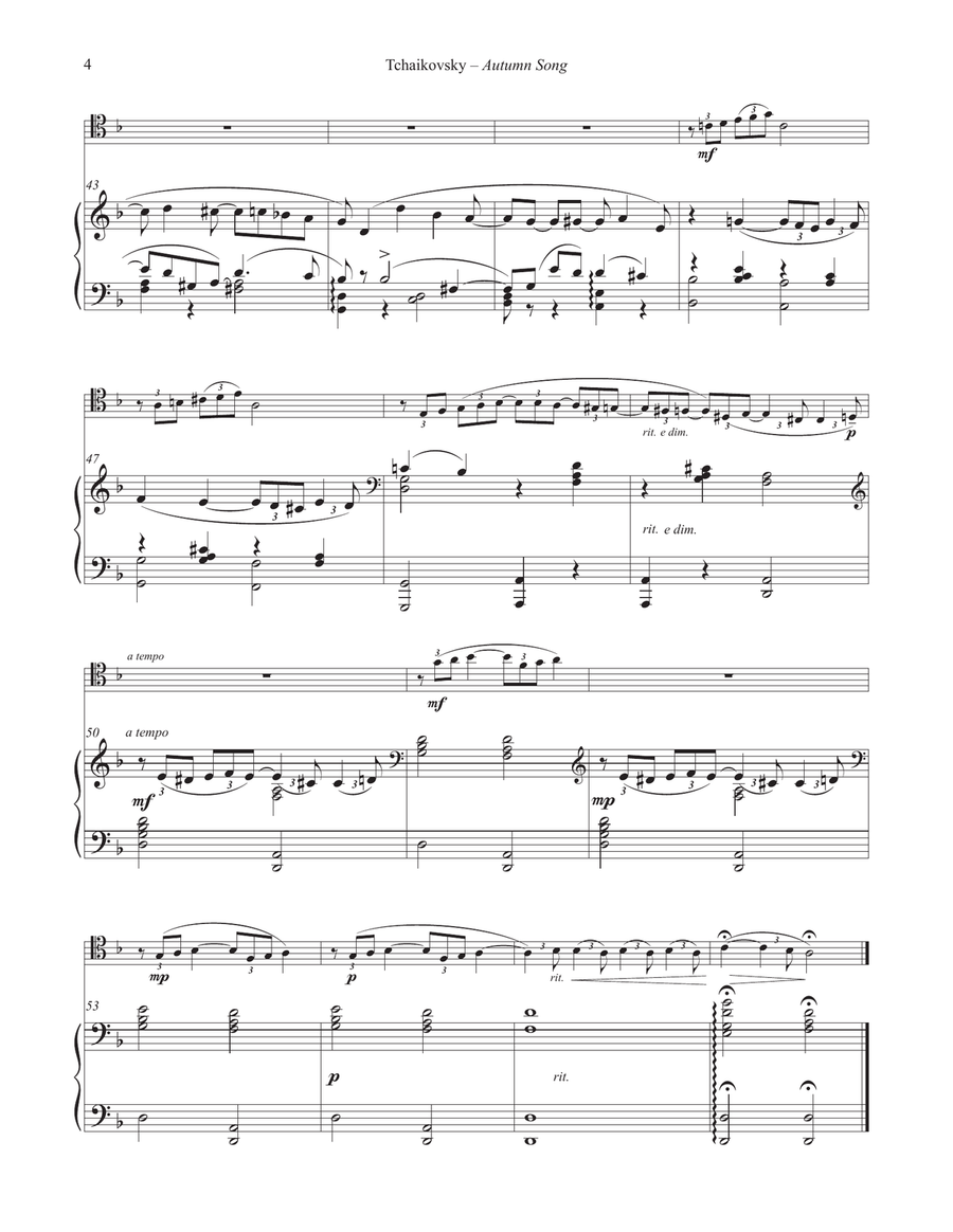 Autumn Song for Trombone and Piano Piano Accompaniment scores gallery preview page 3
