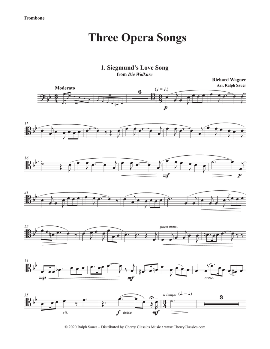 Three Opera Songs for Trombone and Piano Piano Accompaniment scores gallery preview page 2