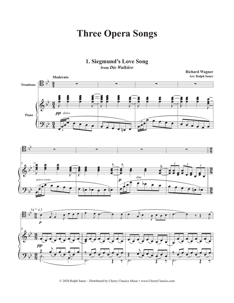 Three Opera Songs for Trombone and Piano Piano Accompaniment scores gallery preview page 5