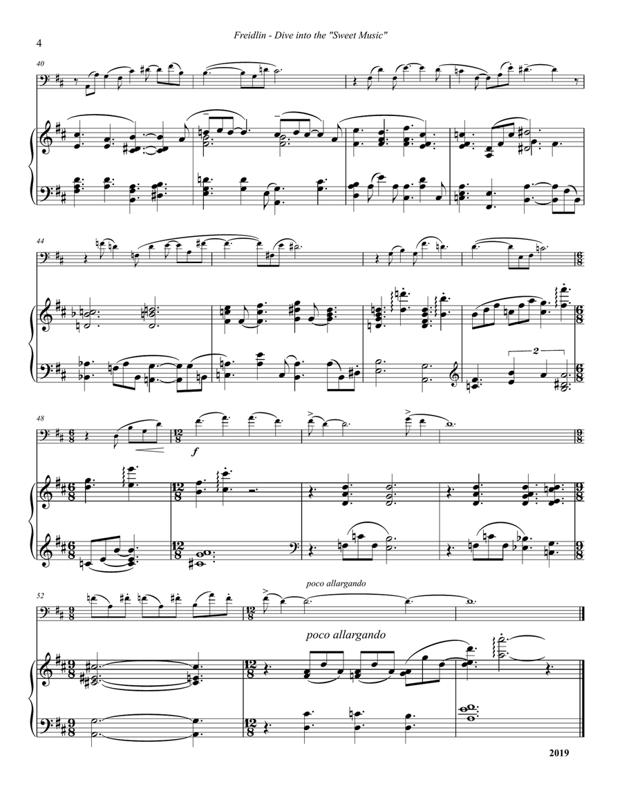 Dive Into The Sweet Music for Trombone and Piano Piano Accompaniment scores gallery preview page 3