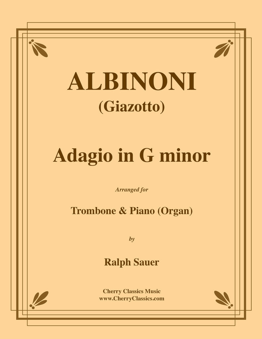 Adagio in G minor for Trombone and Piano or Organ Organ scores gallery preview page 1