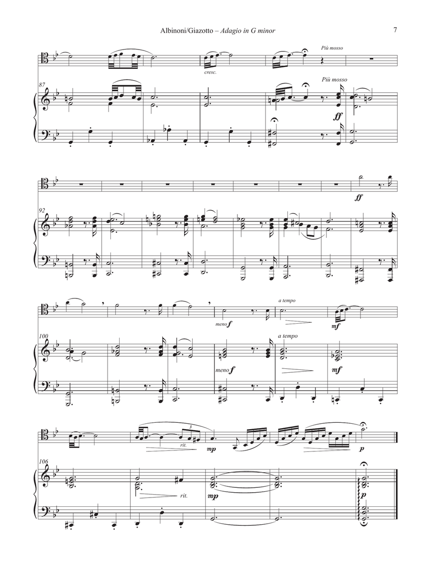 Adagio in G minor for Trombone and Piano or Organ Organ scores gallery preview page 3