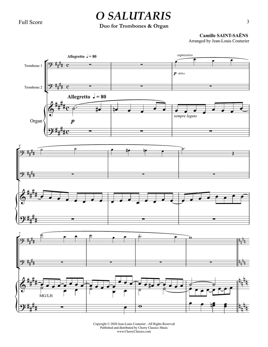 O Salutaris Duo for Trombones and Organ Brass Duet scores gallery preview page 2