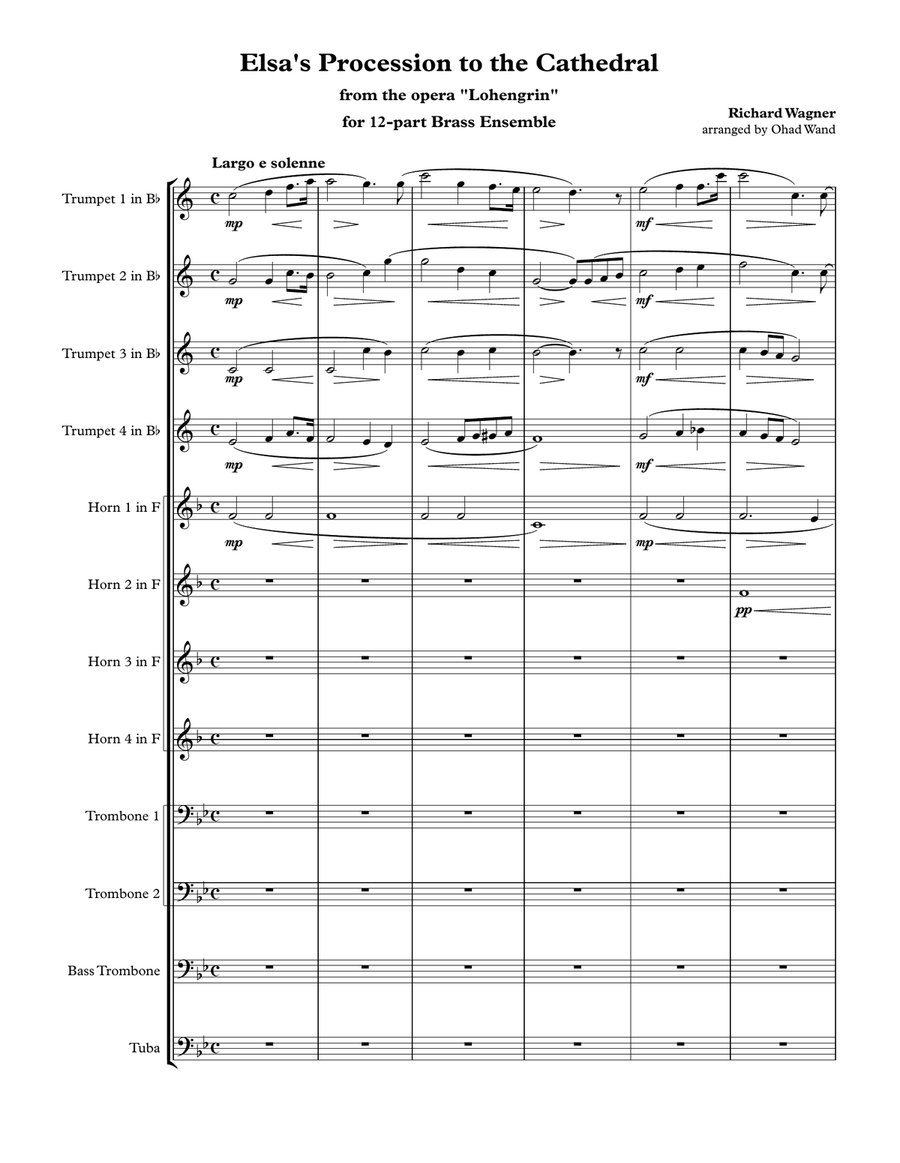 Elsa’s Procession to the Cathedral for Brass Ensemble Score scores gallery preview page 2