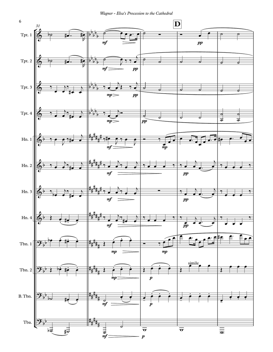 Elsa’s Procession to the Cathedral for Brass Ensemble Score scores gallery preview page 3