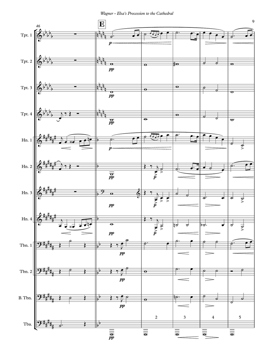Elsa’s Procession to the Cathedral for Brass Ensemble Score scores gallery preview page 4