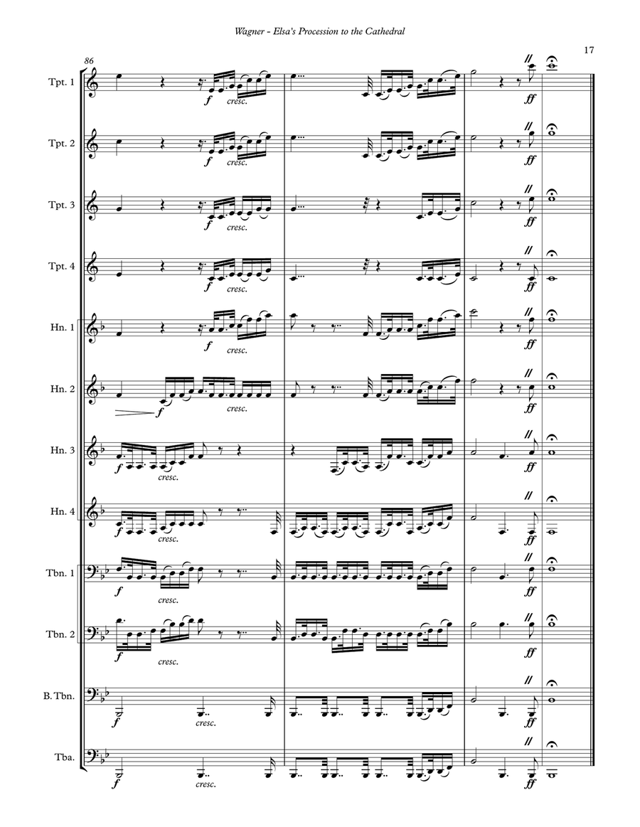 Elsa’s Procession to the Cathedral for Brass Ensemble Score scores gallery preview page 5