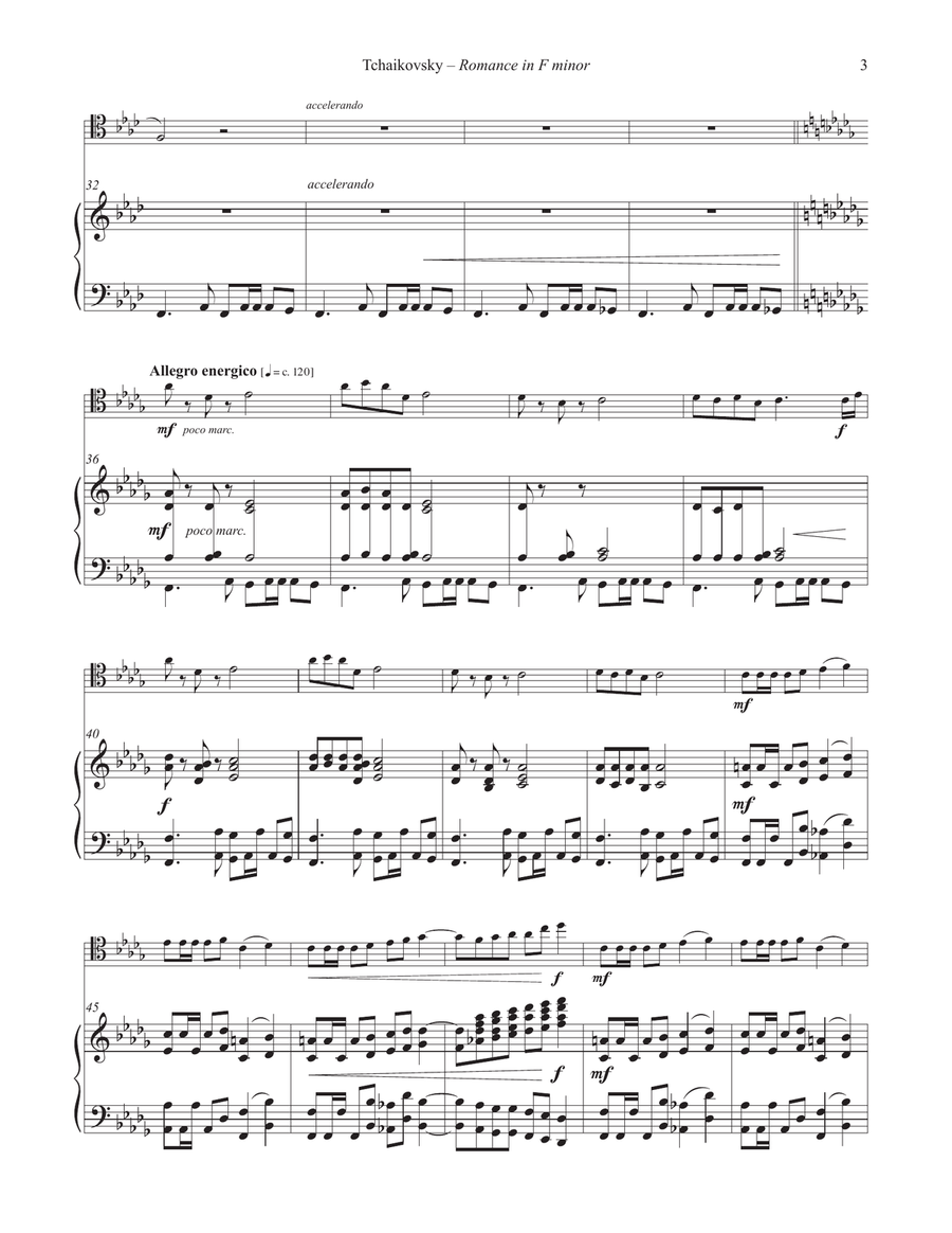 Romance in F minor, Op. 5 for Trombone and Piano Piano Accompaniment scores gallery preview page 3