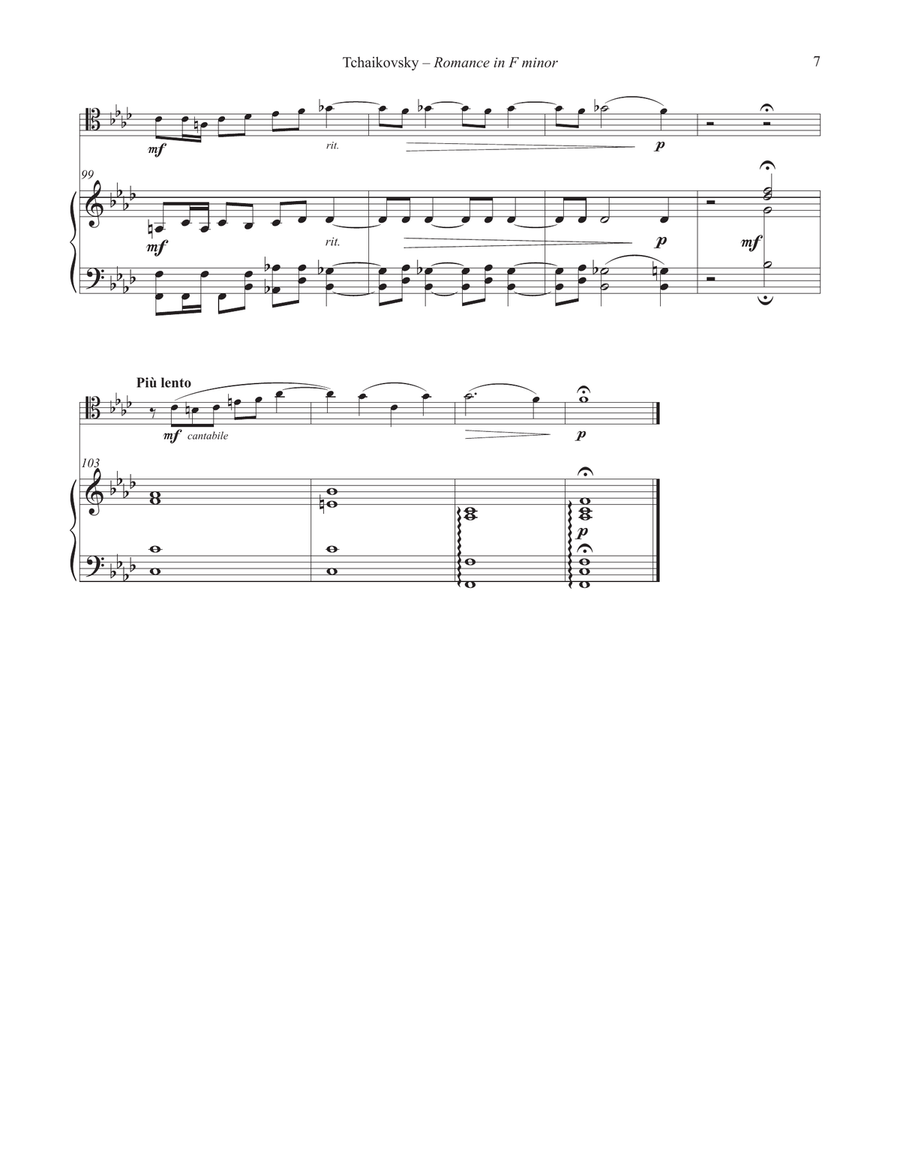 Romance in F minor, Op. 5 for Trombone and Piano Piano Accompaniment scores gallery preview page 4