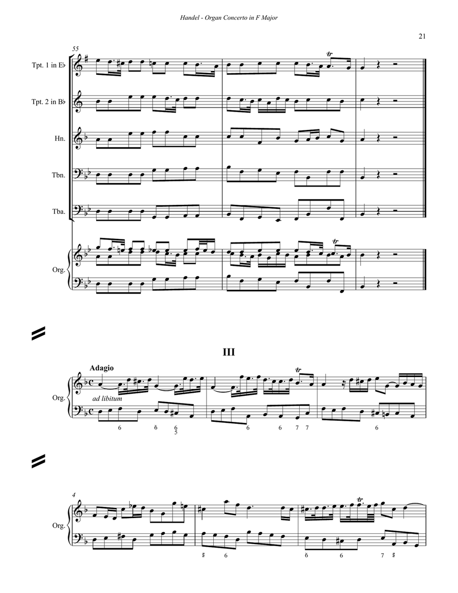 Concerto in F Major for Brass Quintet and Organ Organ scores gallery preview page 4