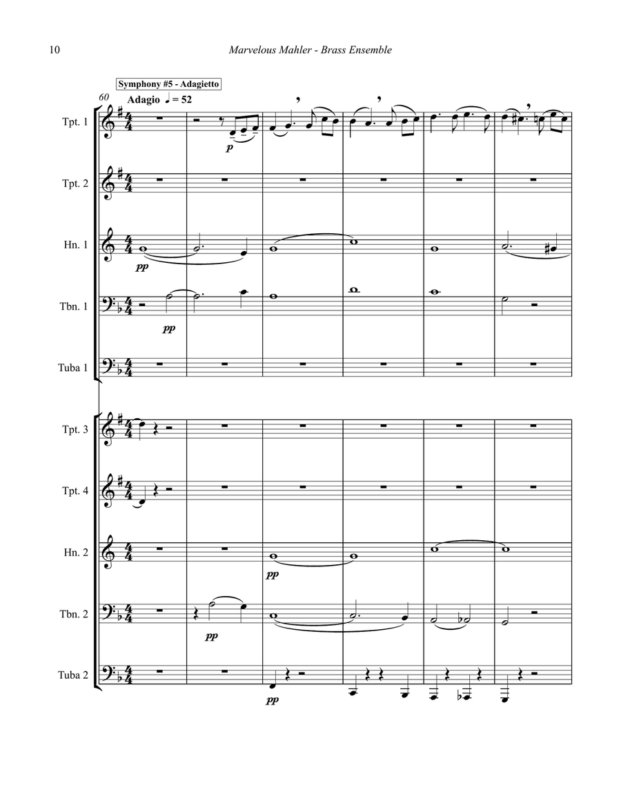 Marvelous Mahler Symphonic Suite for 10-part Brass Ensemble Score scores gallery preview page 4