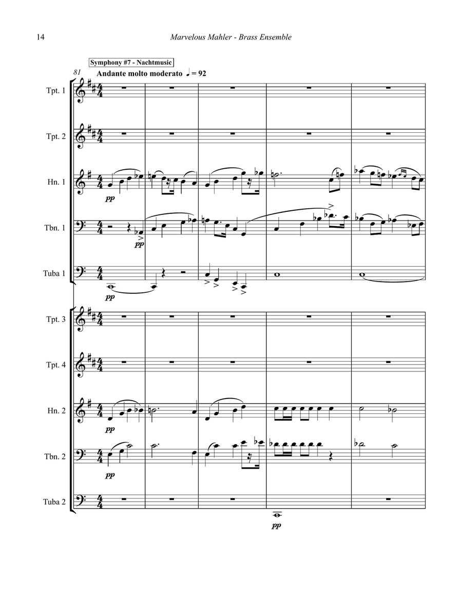 Marvelous Mahler Symphonic Suite for 10-part Brass Ensemble Score scores gallery preview page 5