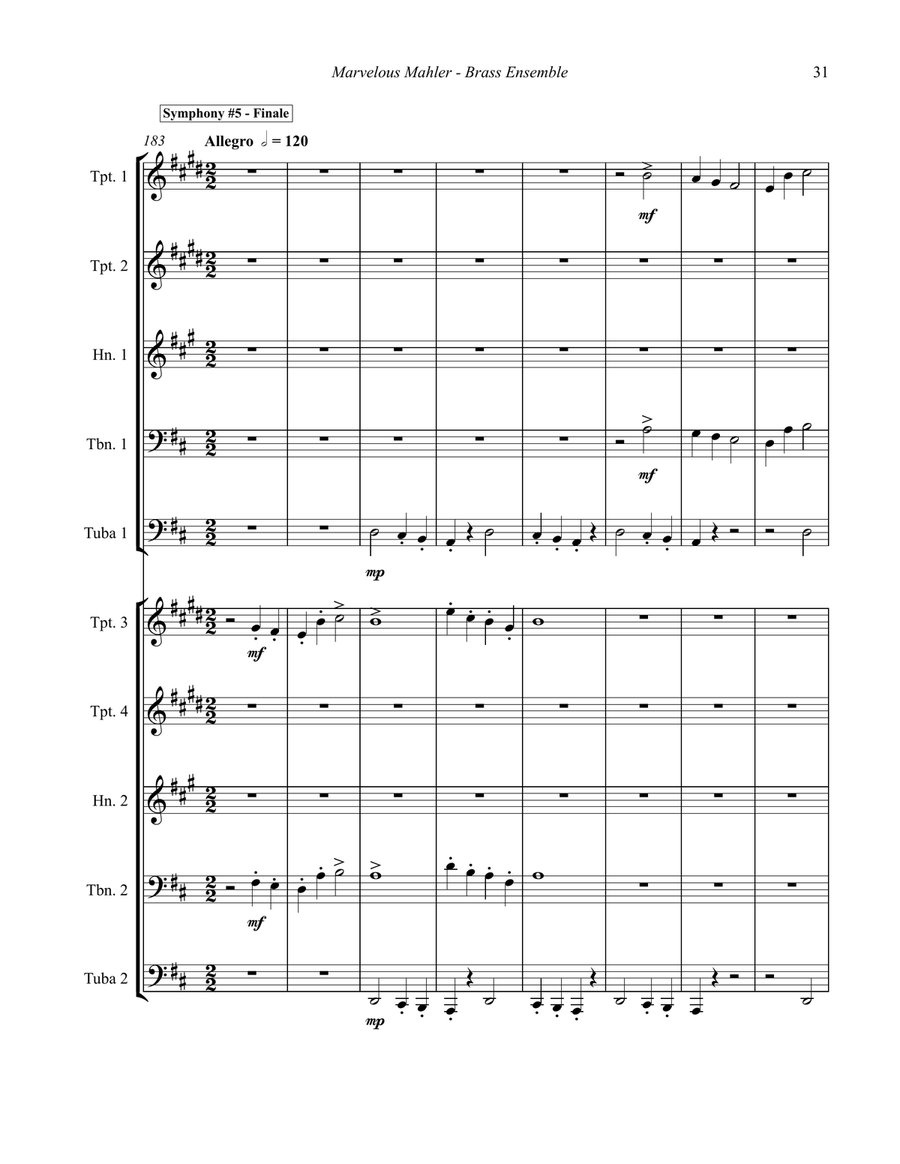 Marvelous Mahler Symphonic Suite for 10-part Brass Ensemble Score scores gallery preview page 8
