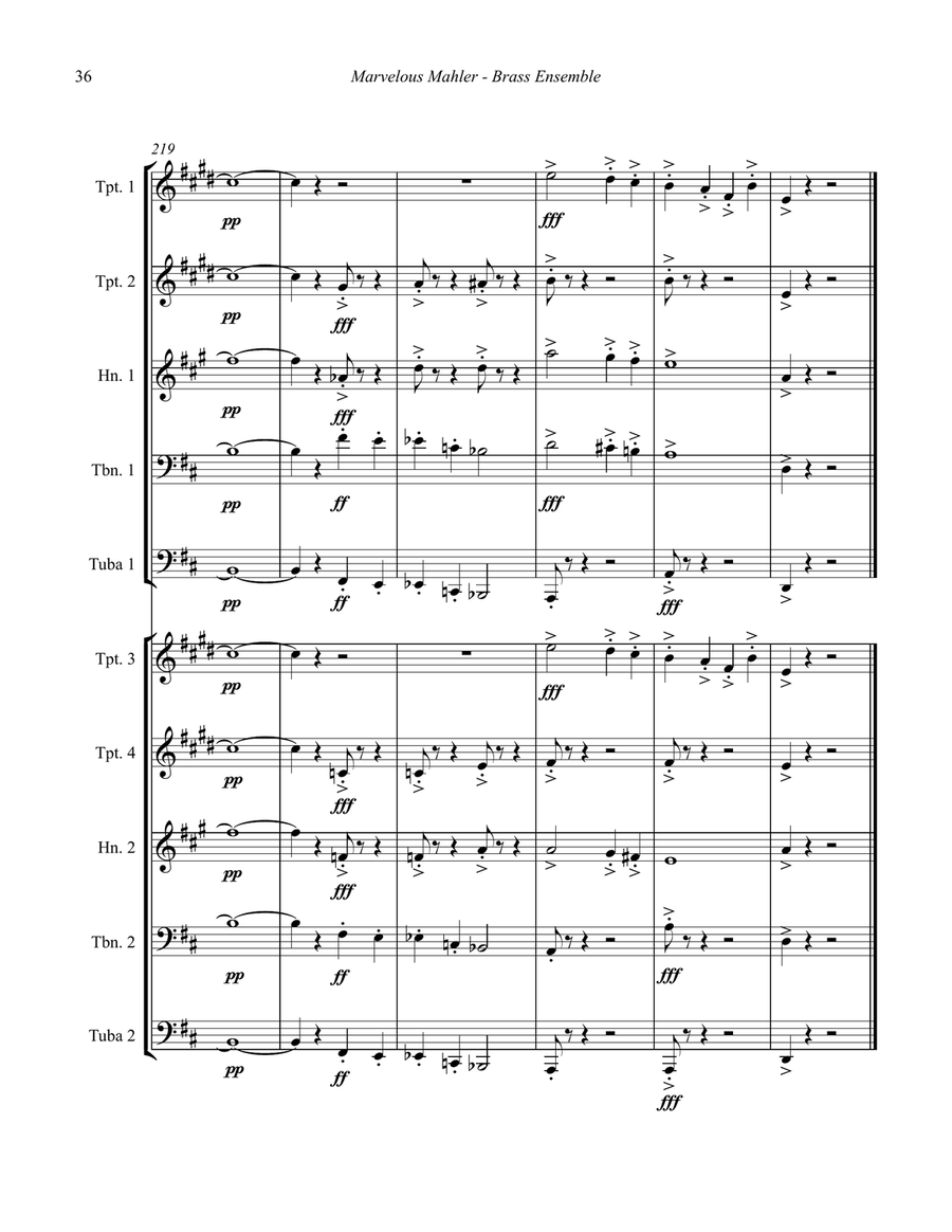 Marvelous Mahler Symphonic Suite for 10-part Brass Ensemble Score scores gallery preview page 9