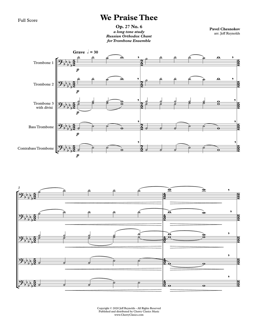 We Praise Thee Russian Orthodox Chant for Trombone Ensemble Trombone scores gallery preview page 2