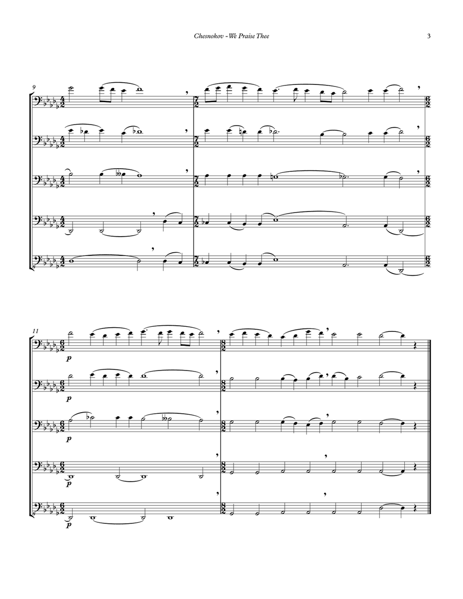 We Praise Thee Russian Orthodox Chant for Trombone Ensemble Trombone scores gallery preview page 3