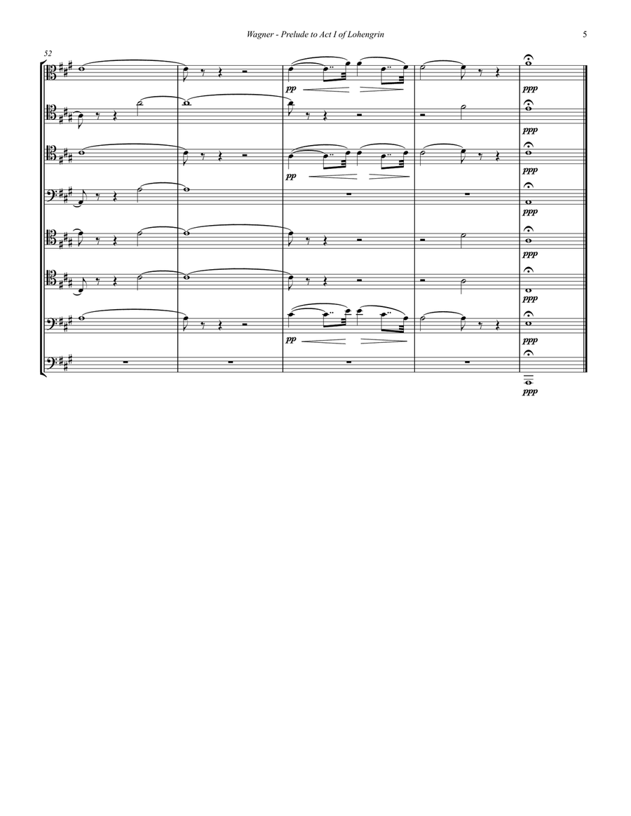 Prelude to Act I from Lohengrin for 8-part Trombone Ensemble Trombone scores gallery preview page 4