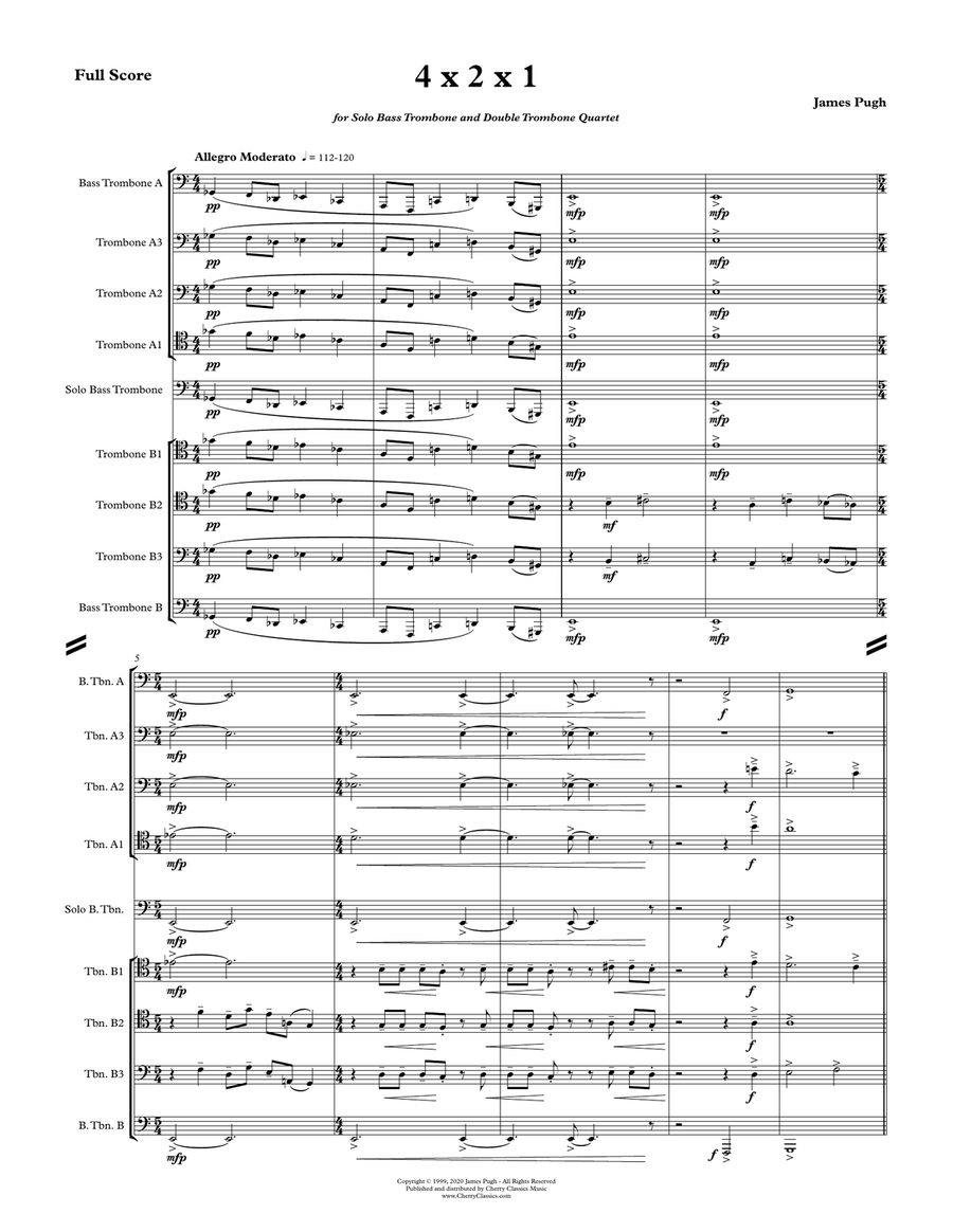 4 x 2 x 1 Bass Trombone solo Double Trombone Quartet Trombone Quartet scores gallery preview page 3