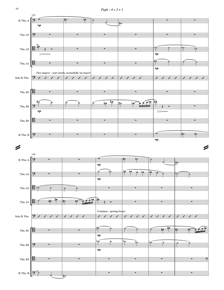 4 x 2 x 1 Bass Trombone solo Double Trombone Quartet Trombone Quartet scores gallery preview page 6