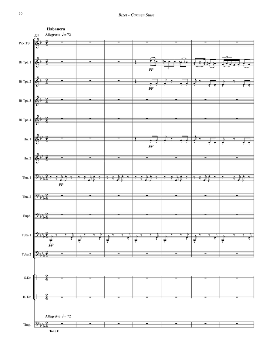 Carmen Suite for 12-part Brass Ensemble and Percussion Percussion scores gallery preview page 6