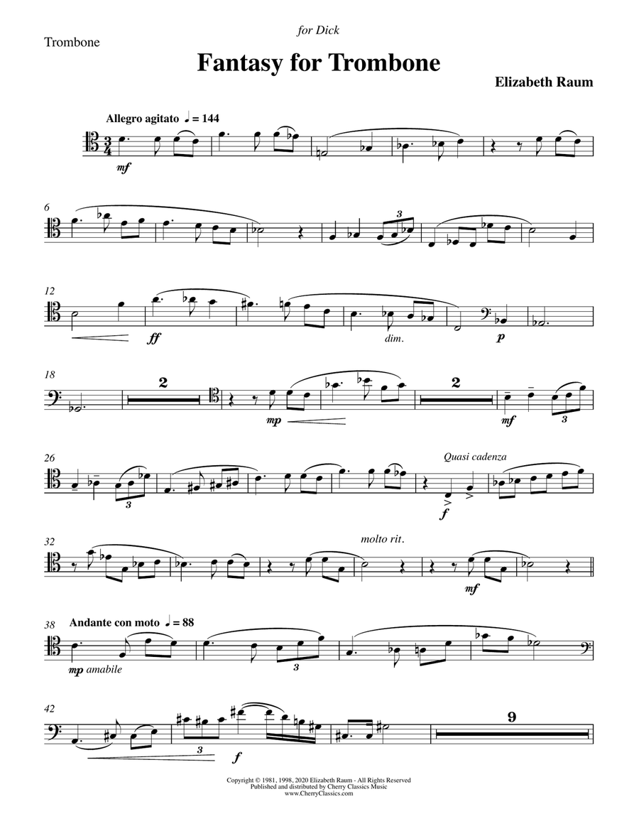 Fantasy for Trombone and Piano Piano Accompaniment scores gallery preview page 2