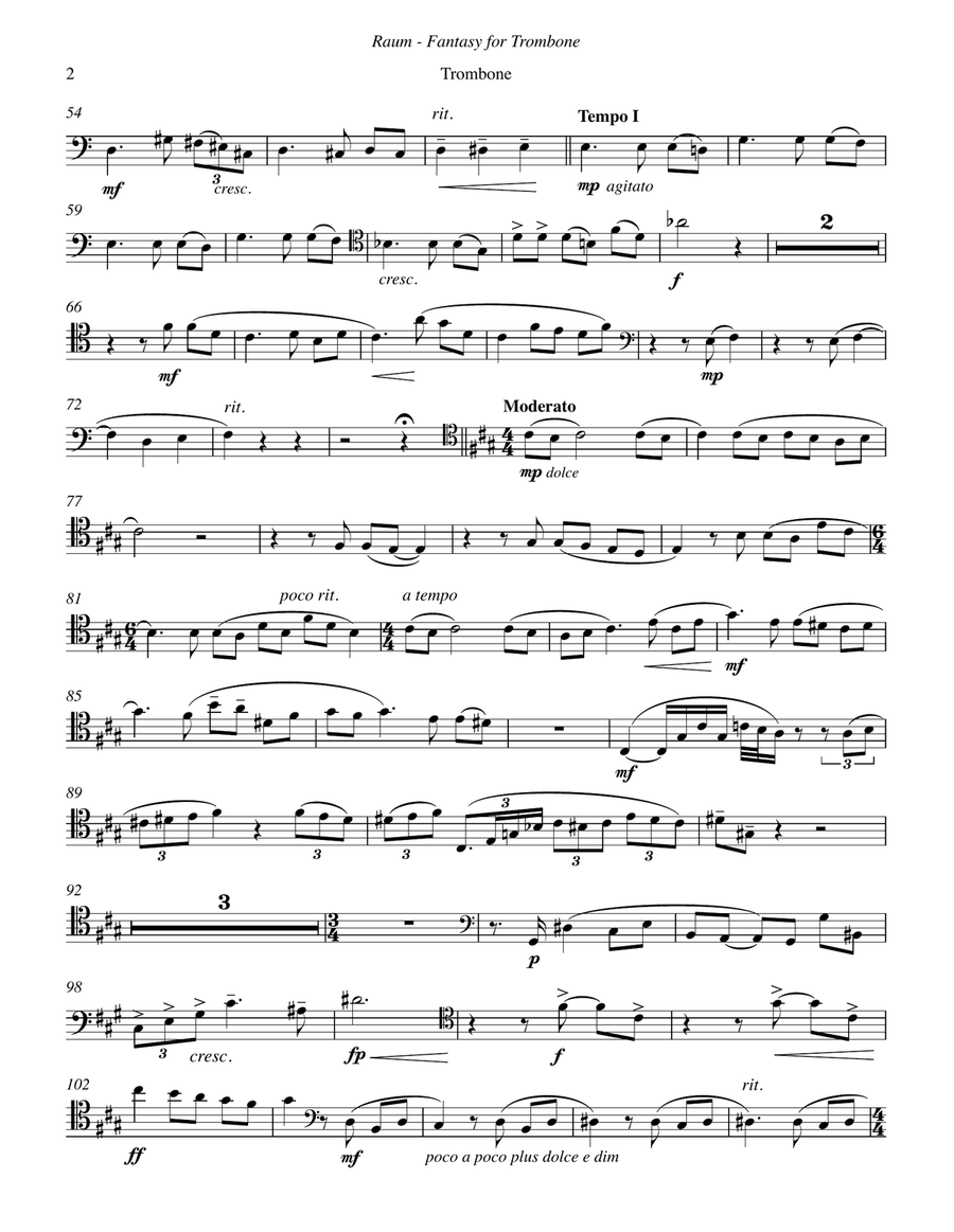 Fantasy for Trombone and Piano Piano Accompaniment scores gallery preview page 3