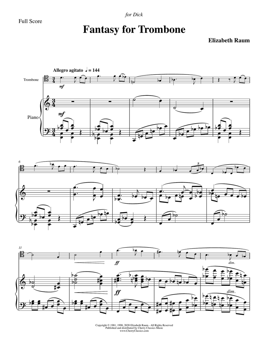 Fantasy for Trombone and Piano Piano Accompaniment scores gallery preview page 5