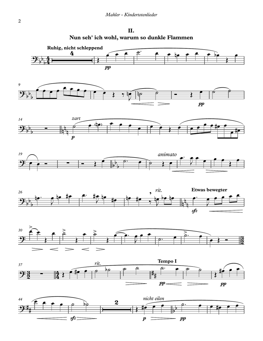 Kindertotenlieder for Trombone and Piano Euphonium scores gallery preview page 3