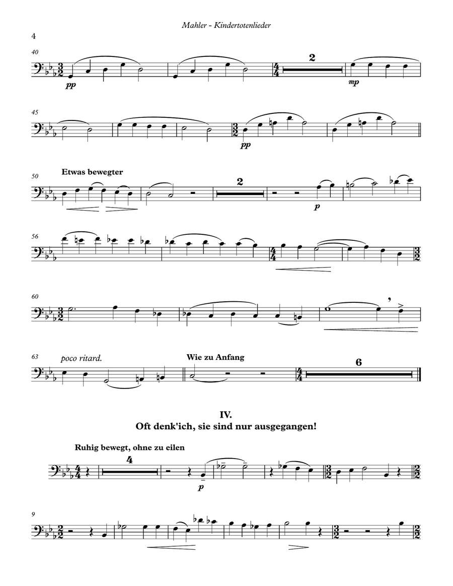 Kindertotenlieder for Trombone and Piano Euphonium scores gallery preview page 5