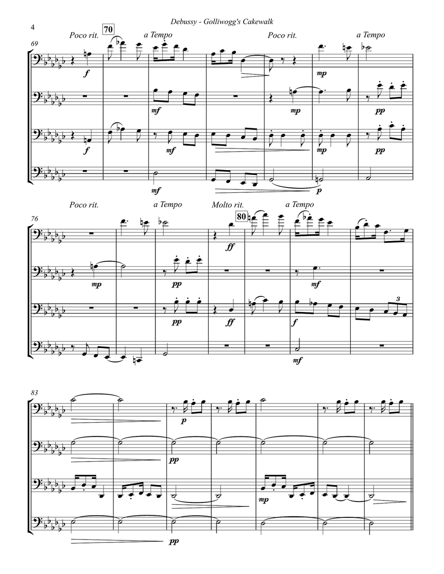Golliwogg’s Cakewalk for Tuba Quartet Tuba Quartet scores gallery preview page 3