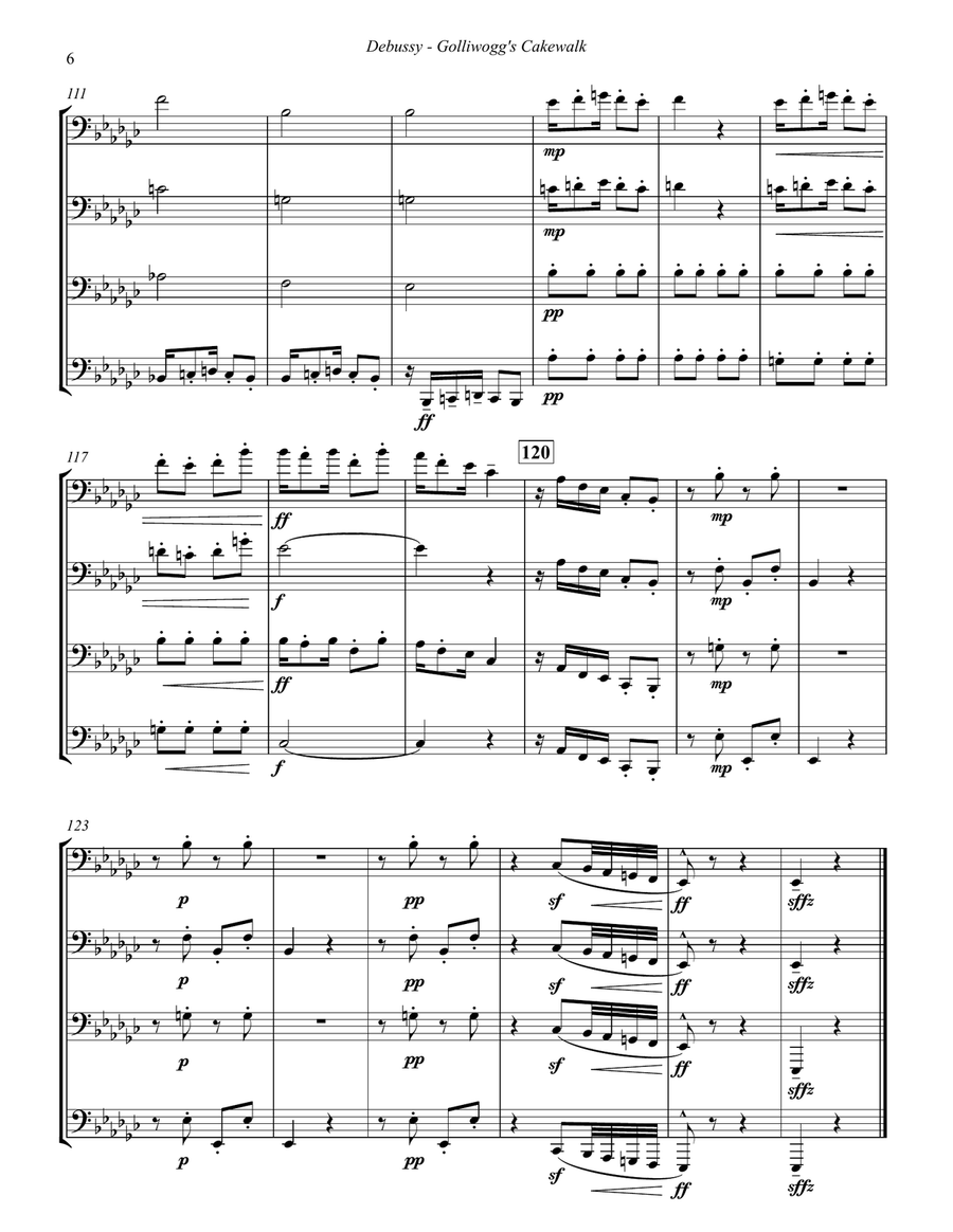 Golliwogg’s Cakewalk for Tuba Quartet Tuba Quartet scores gallery preview page 4