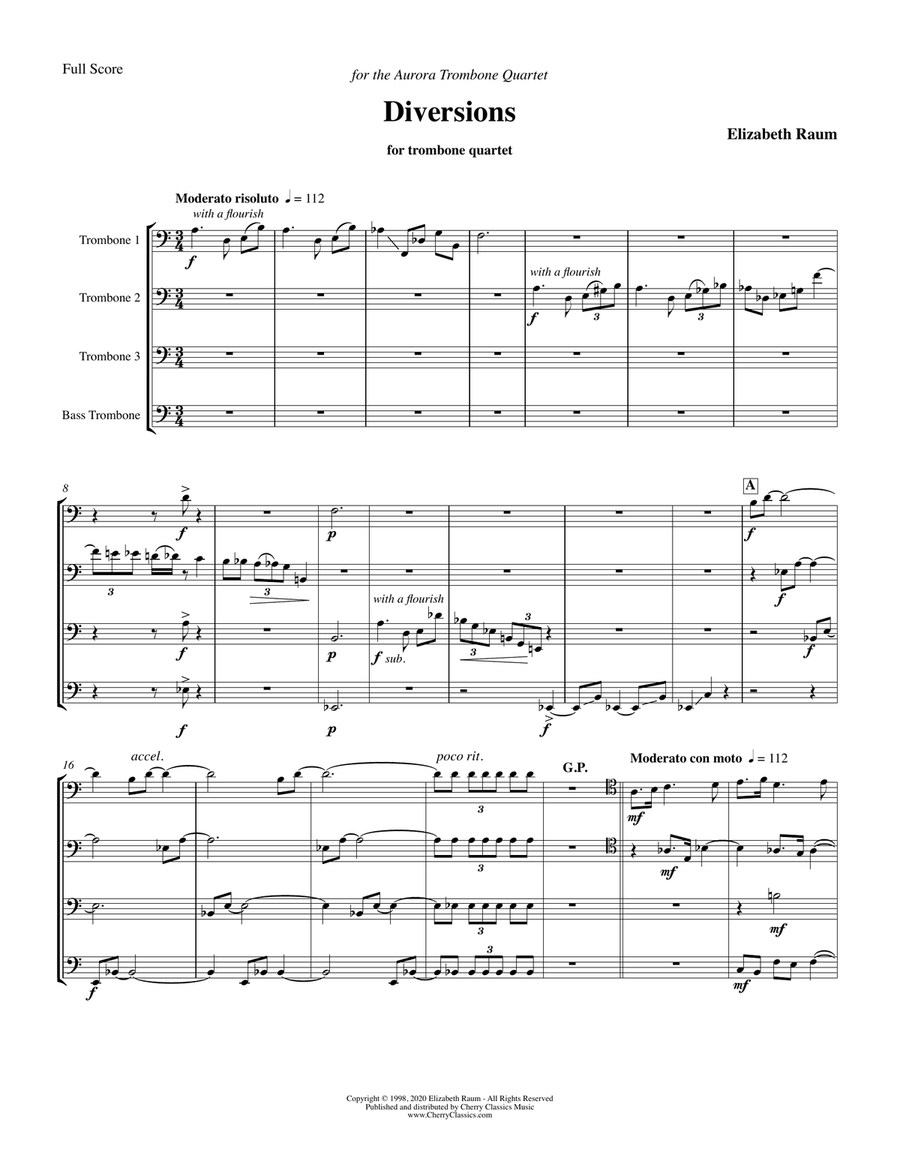 Diversions for Trombone Quartet Trombone Quartet scores gallery preview page 2