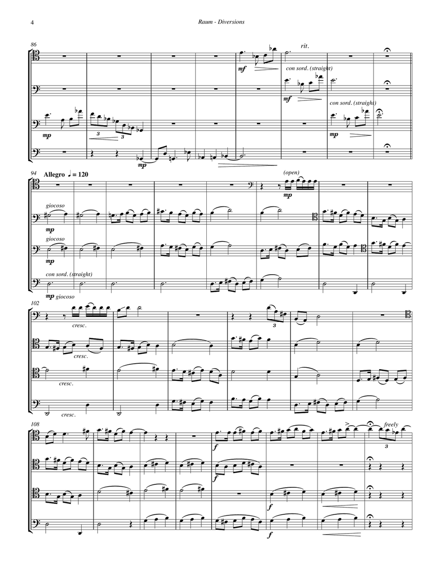 Diversions for Trombone Quartet Trombone Quartet scores gallery preview page 3