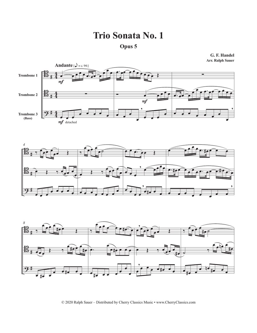 Trio Sonata Op. 5 No. 1 for Trombone Trio Trombone Trio scores gallery preview page 2