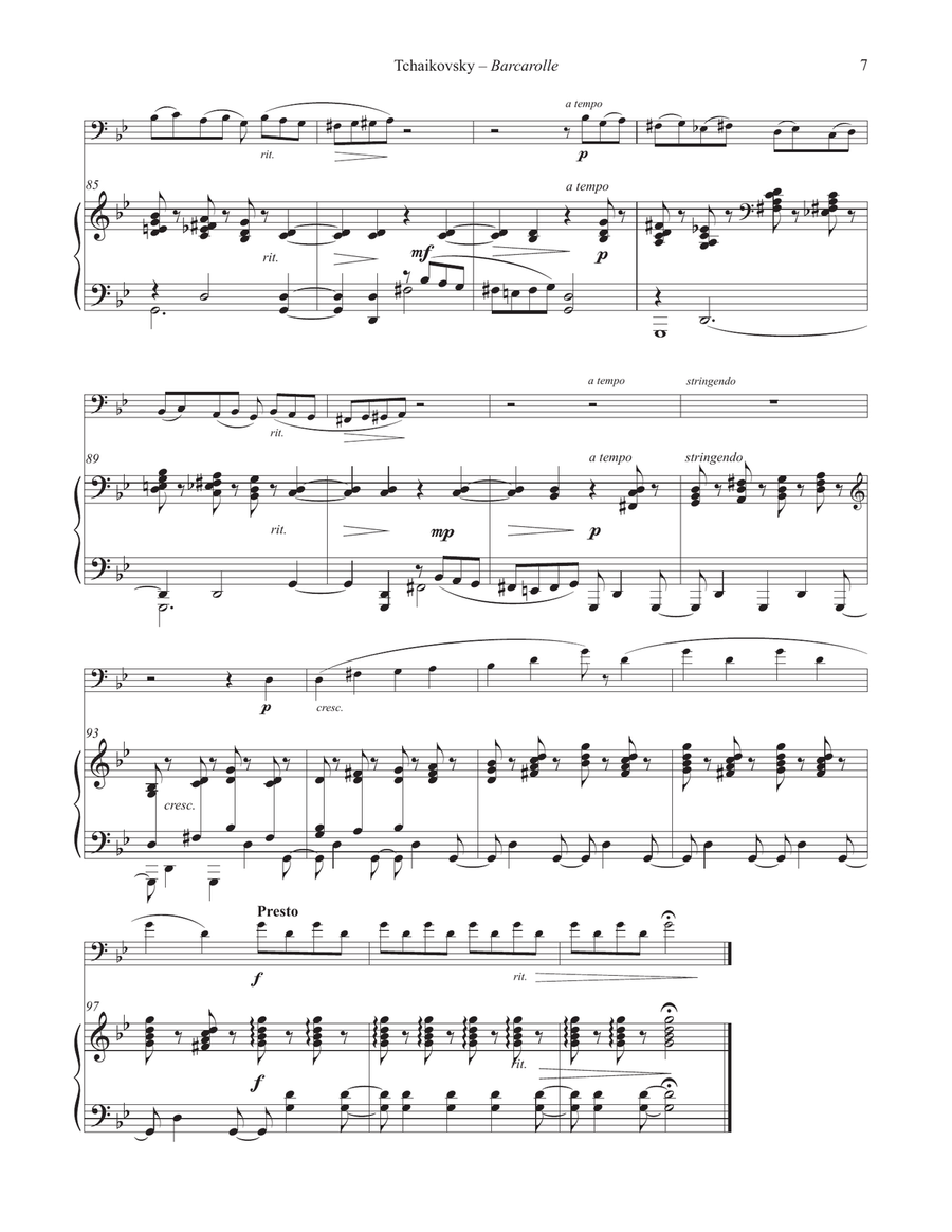 Barcarolle from the Seasons for Euphonium and Piano Euphonium scores gallery preview page 3